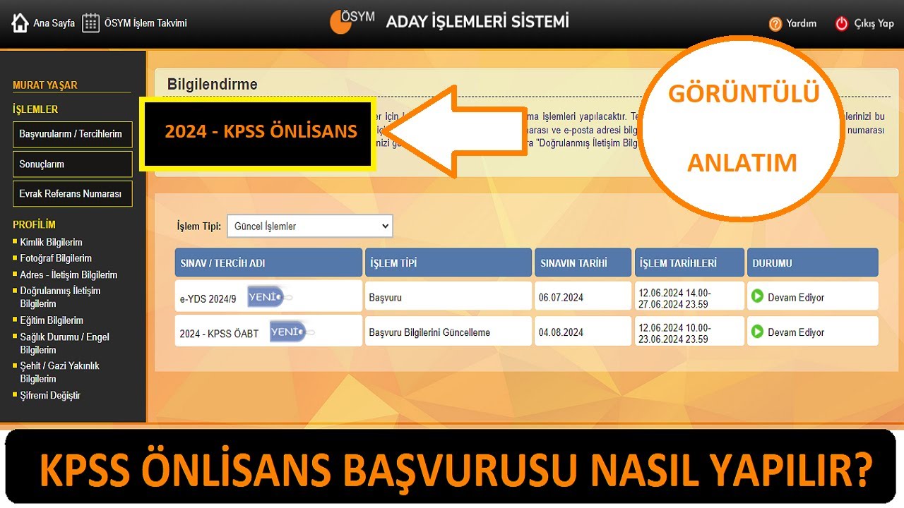 ÖNLİSANS KPSS BAŞVURUSU NASIL YAPILIR?(GÖRÜNTÜLÜ) - 2024 KPSS ÖNLİSANS BAŞVURUSU NASIL YAPILIR?