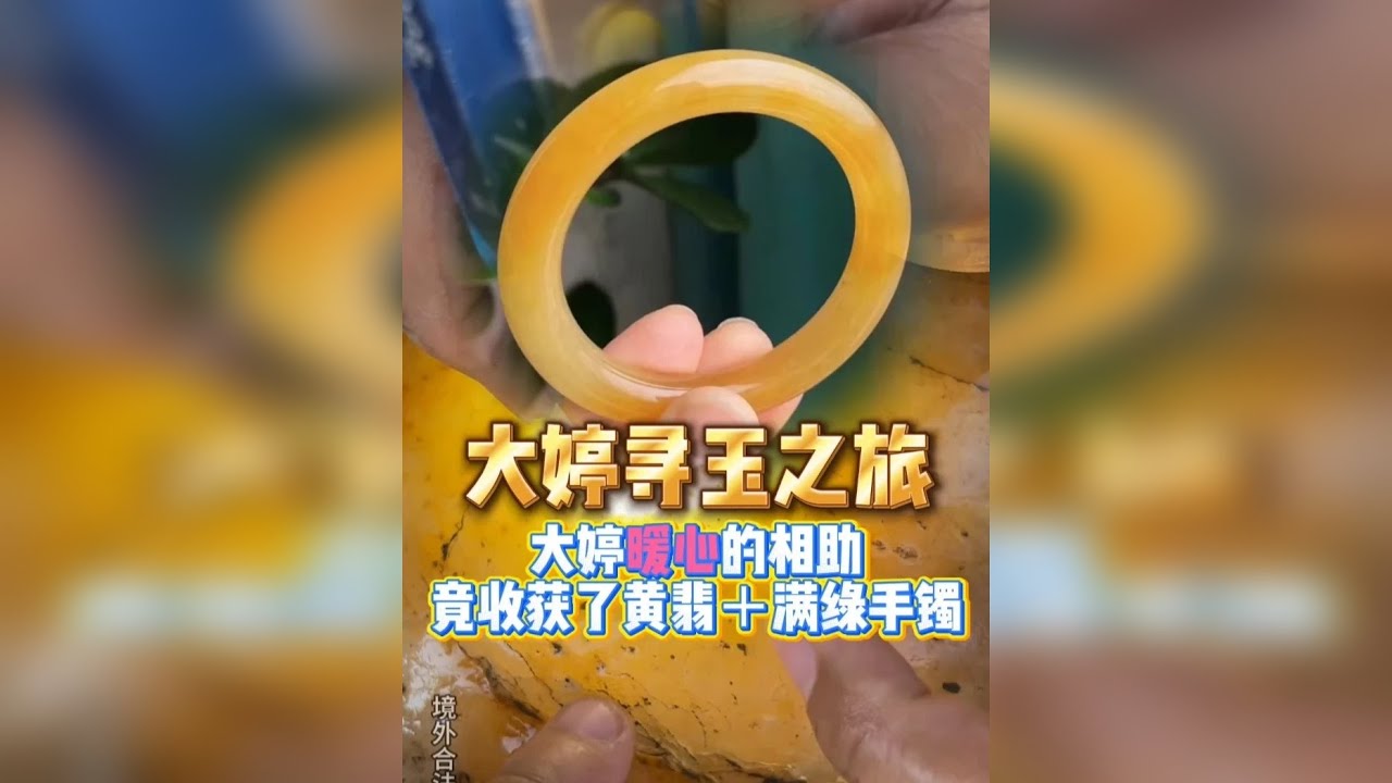 大婷暖心的相助，竟收获了黄翡加满绿手镯！！