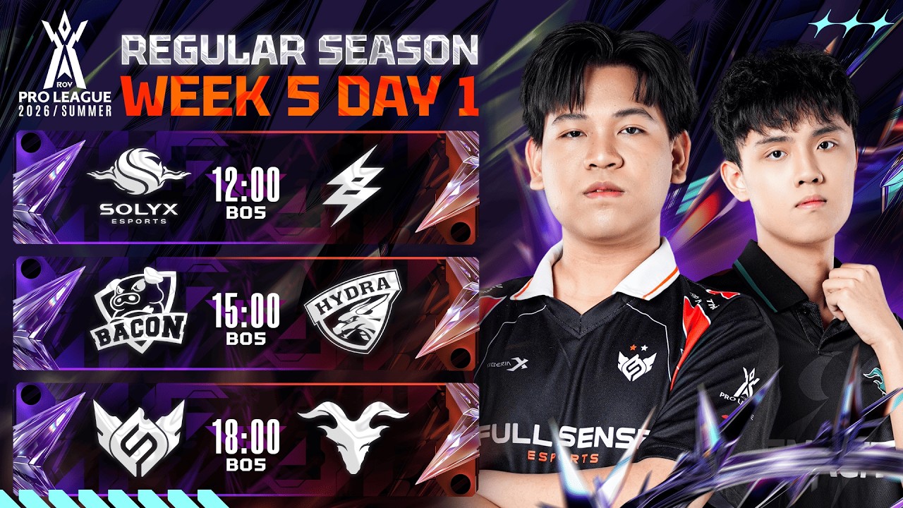 🔴𝐋𝐈𝐕𝐄 ชิงหัวตาราง! SOLYX Esports 🆚 Buriram United | การแข่งขัน RoV Pro League 2026 Summer Week 5
