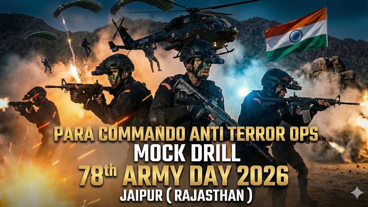 🥷 PARA COMMANDOS 🪖 ANTI TERROR OPERATION MOCK DRILL :  78th ARMY DAY 🎖️JAIPUR ( RAJASTHAN ) 🏃⛰️