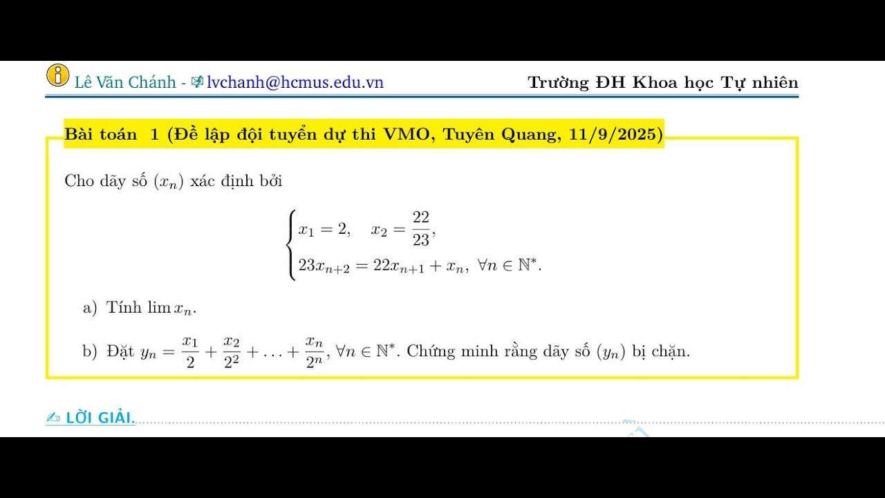 Dãy số chọn đội tuyển VMO Tuyên quang- 2025