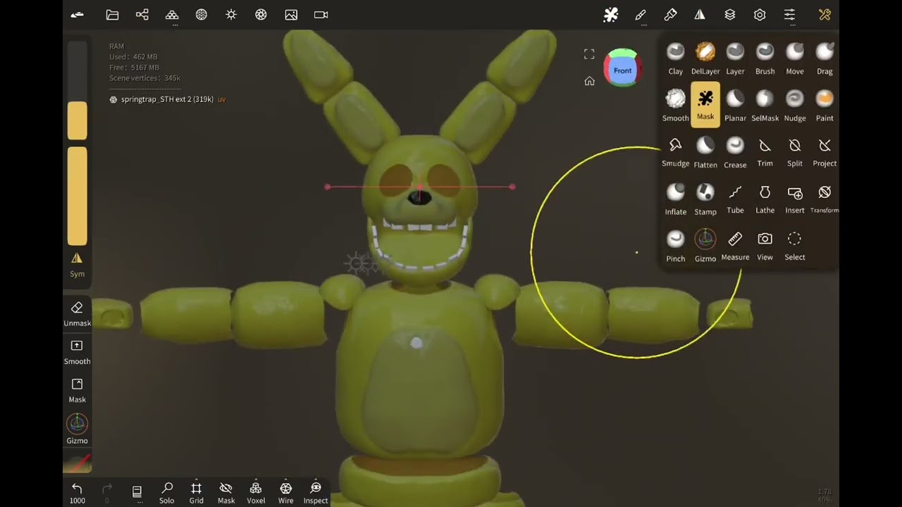 Springbonnie speed modeling [nomad sculpt] part 2