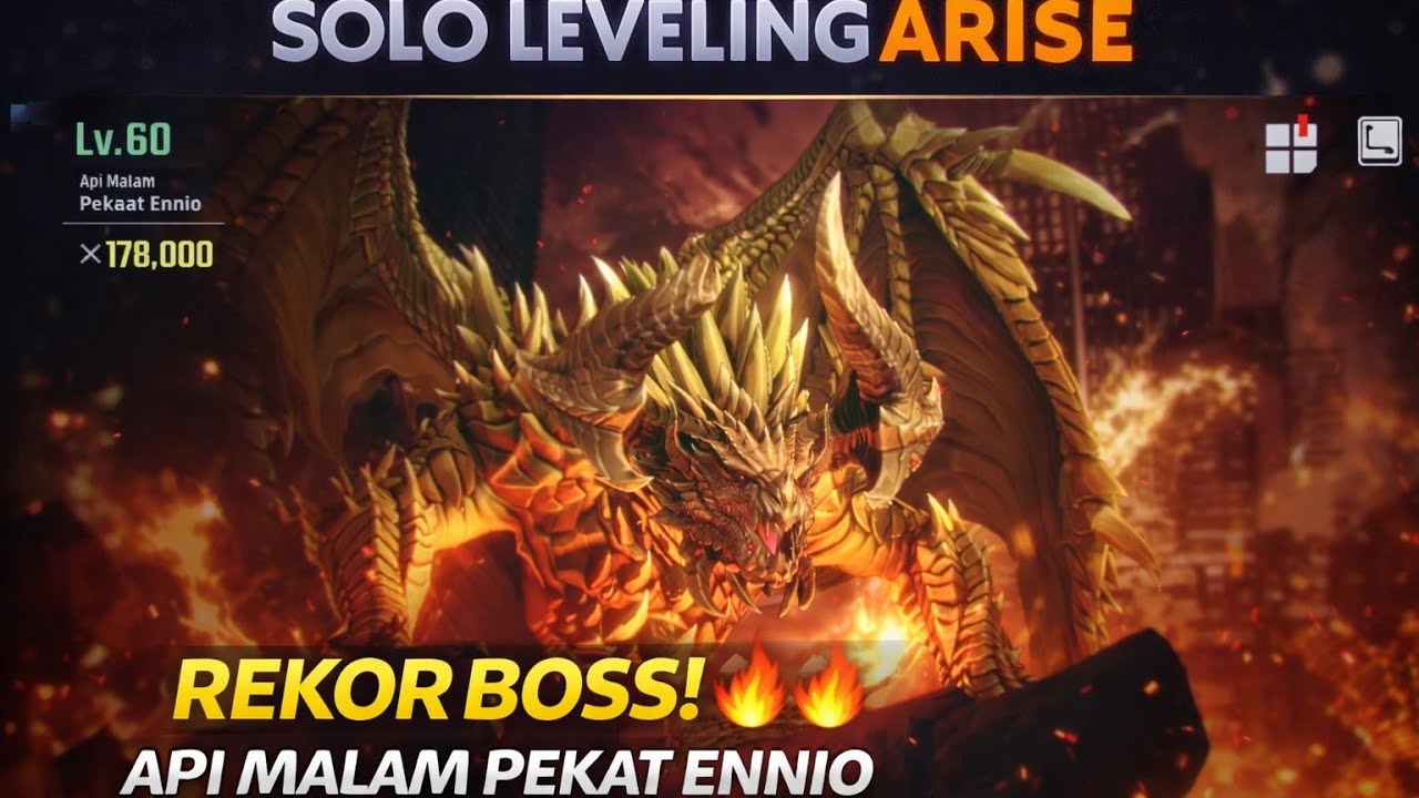 REKOR BOSS! Api Malam Pekat Ennio Lv.60  | Solo Leveling ARISE