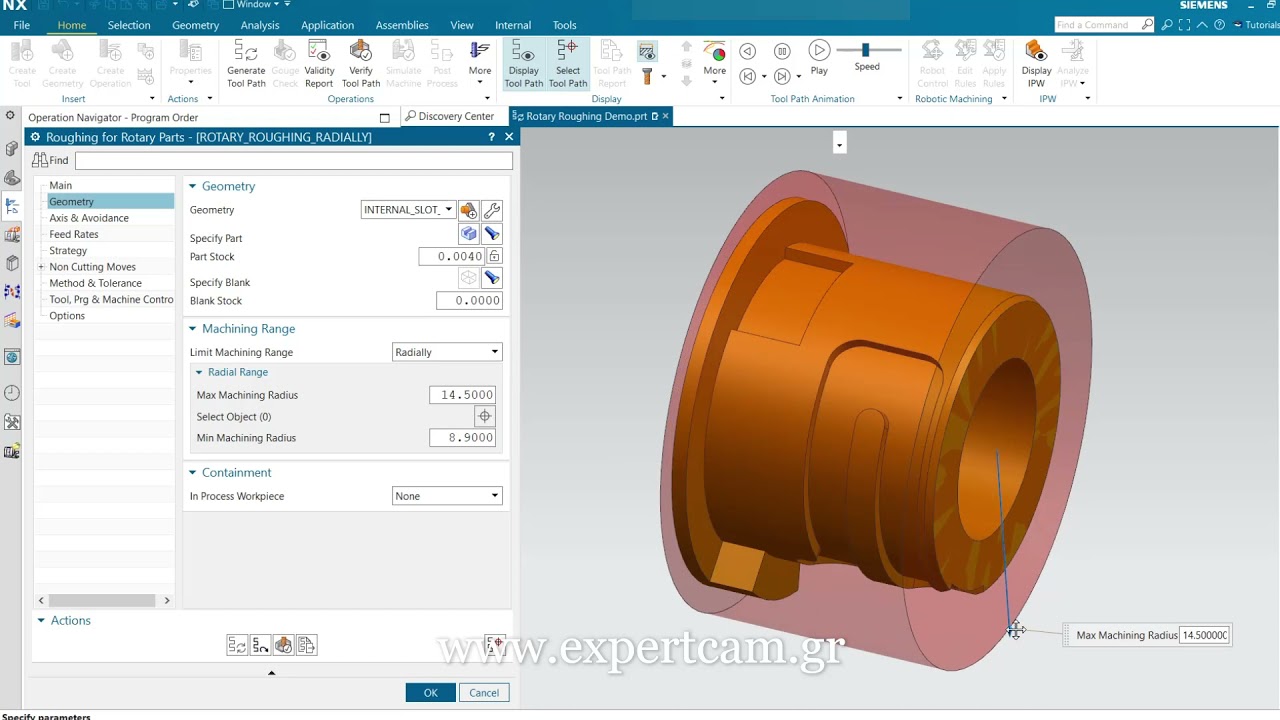 Nx Cam - Rotary Roughing Operation