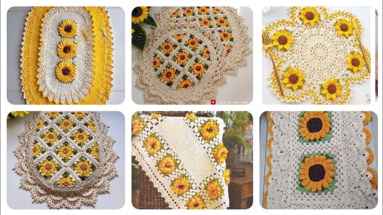 💯Stunning😍Crochet Table Runner Ideas/Crochet Table Cloth New Design/Sunflower 🌻Motif/Woolen Craft🧶