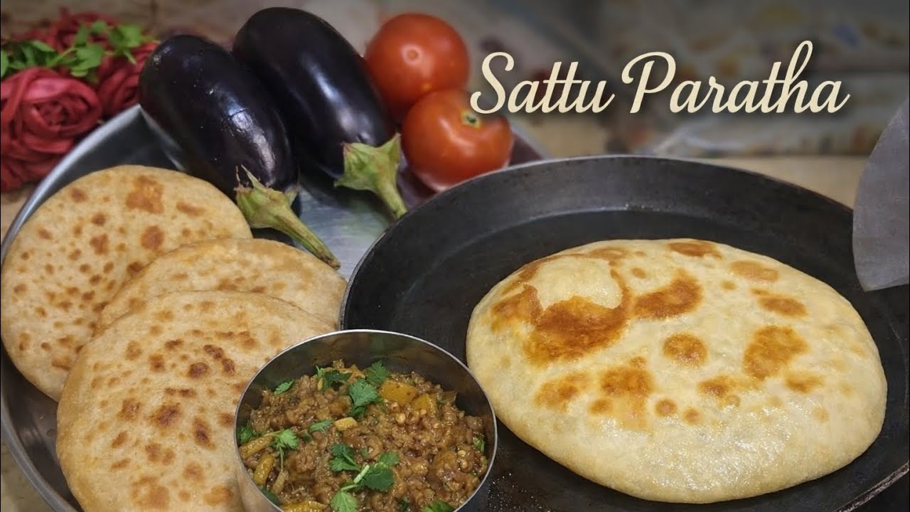 गाँव जैसा सत्तू पराठा और भुने टमाटर की चटनी| Sattu Paratha Recipe |Tomato Chutney |