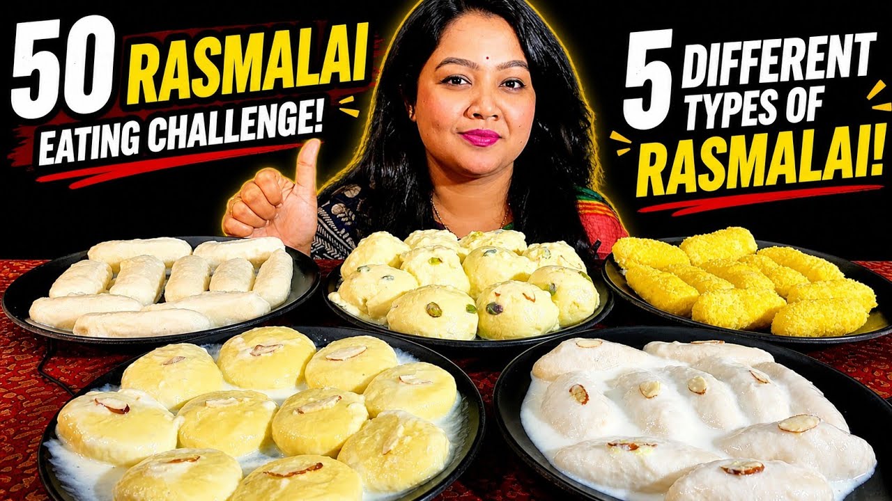 50 Rasmalai Eating Challenge | 5 Different types of Rasmalai Eating challenge | Sweet