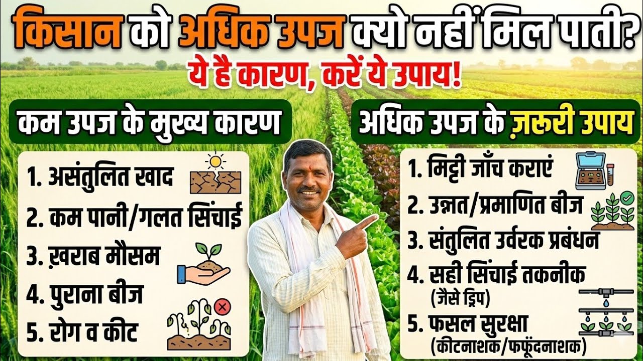 किसान को अधिक उपज क्यो नहीं मिल पाती ये है कारण करें ये उपाय।