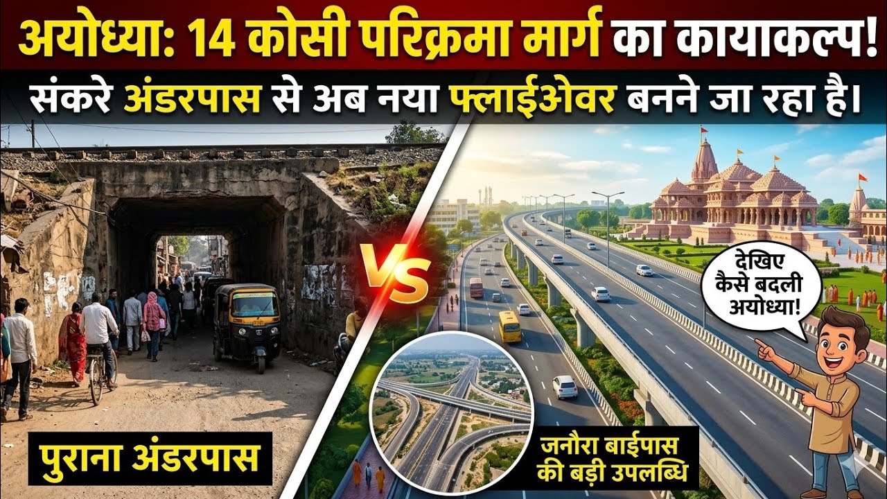 Ayodhya 14 Kosi Parikrama marg/जनौरा बाईपास पर बन रहा नया फ्लाइओवर/Ayodhya road widening project 