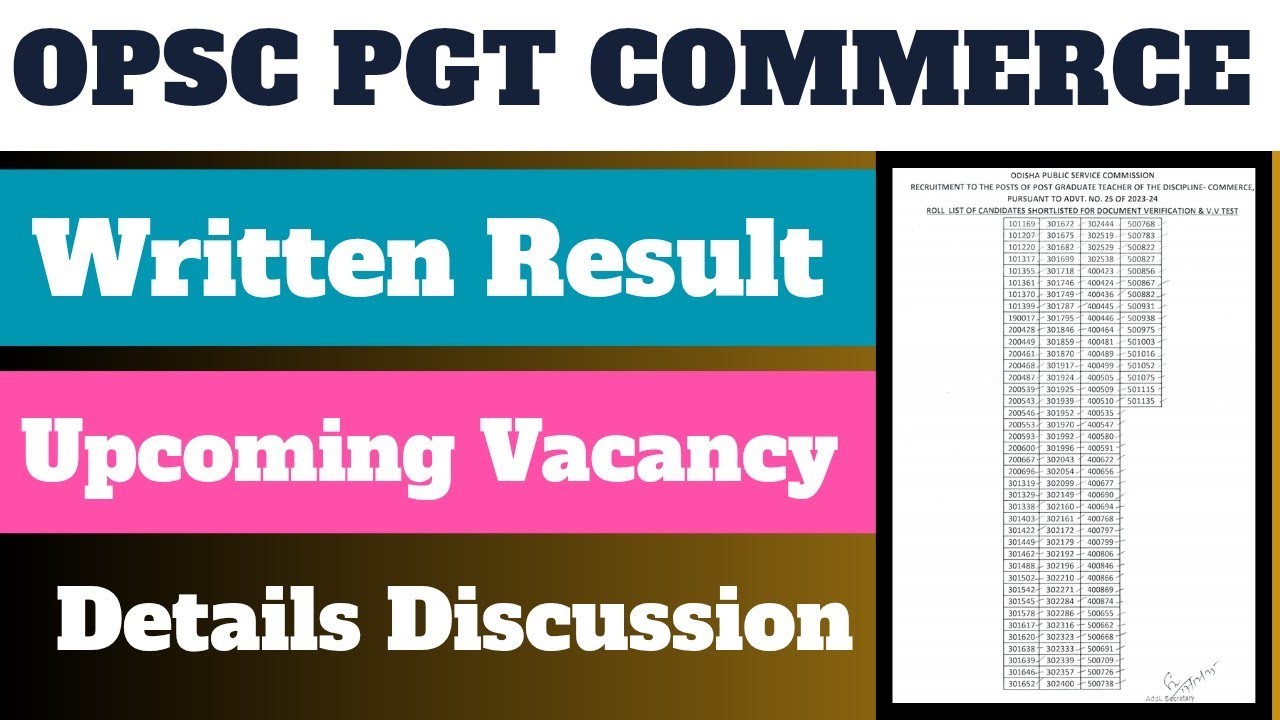 OPSC PGT Commerce Written Results II PGT Commerce Upcoming Vacancy #ssbpgt #opscpgt 