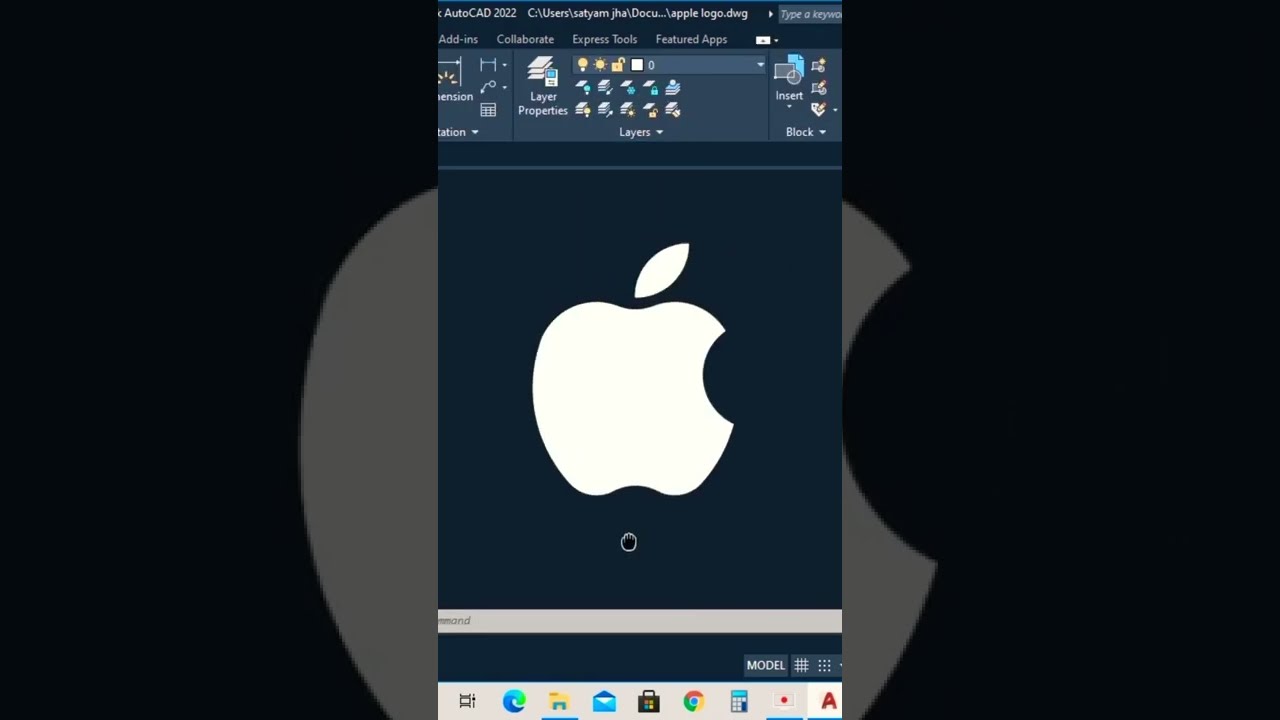 APPLE LOGO | AutoCAD 2D Design | Satyam Jha | #autocad #2d_model #apple_logo
