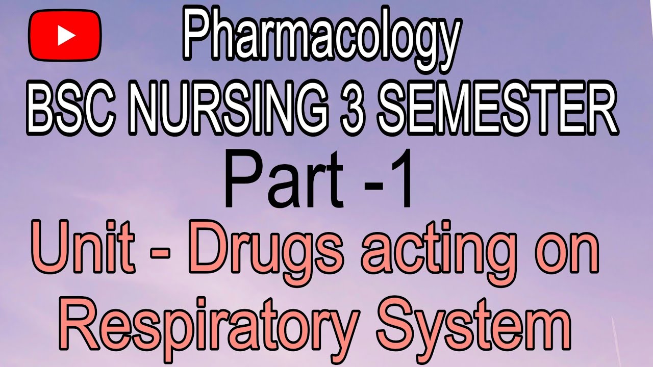 Drugs Acting on Respiratory System | Part-1 | Pharmacology Volume 1 | B.Sc. Nursing 3rd Semester