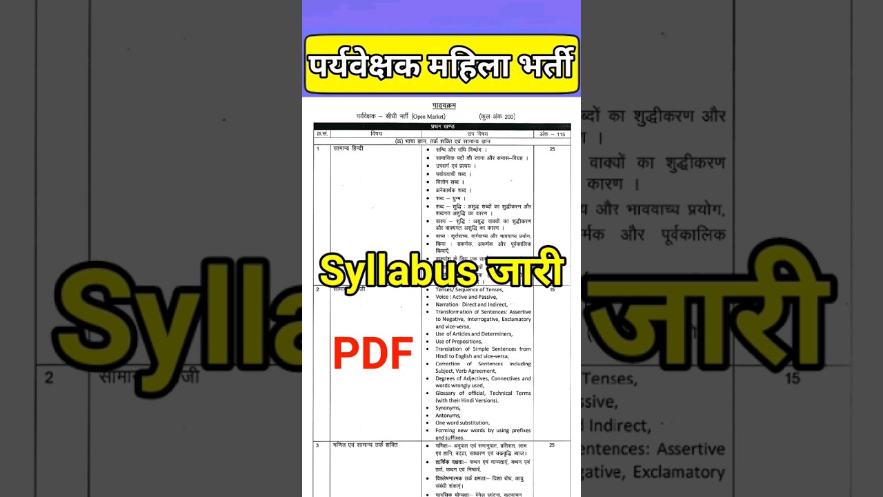 महिला पर्यवेक्षक भर्ती 2024 | pariveshk syllabus | #mahilaparyavekshak #mahilasupervisor #rsmssb