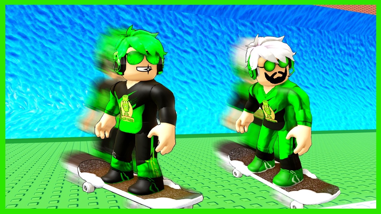 Darlung & Wak Darlung Melewati Rintangan Tsunami Dahsyat Pakai Skateboard Di Roblox