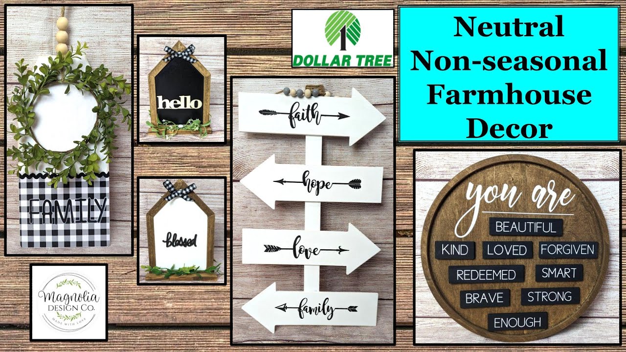 EASY NEUTRAL NON SEASONAL DOLLAR TREE FARMHOUSE DECOR | MAGNOLIA DESIGN CO | BUDGET FRIENDLY DECOR