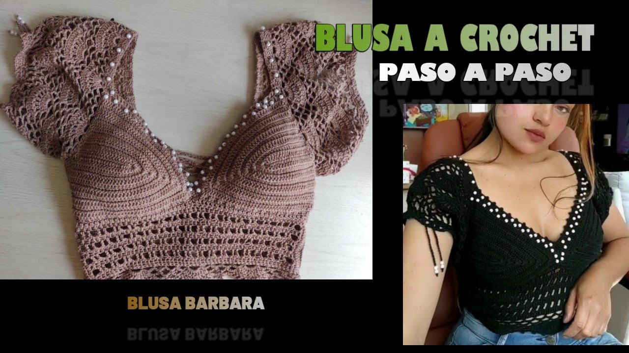 BLUSA A CROCHET PASO A PASO parte 1/2| BLUSA TEJIDA CON PERLAS| BLUSA CON PERLAS| #crochet  #perlas