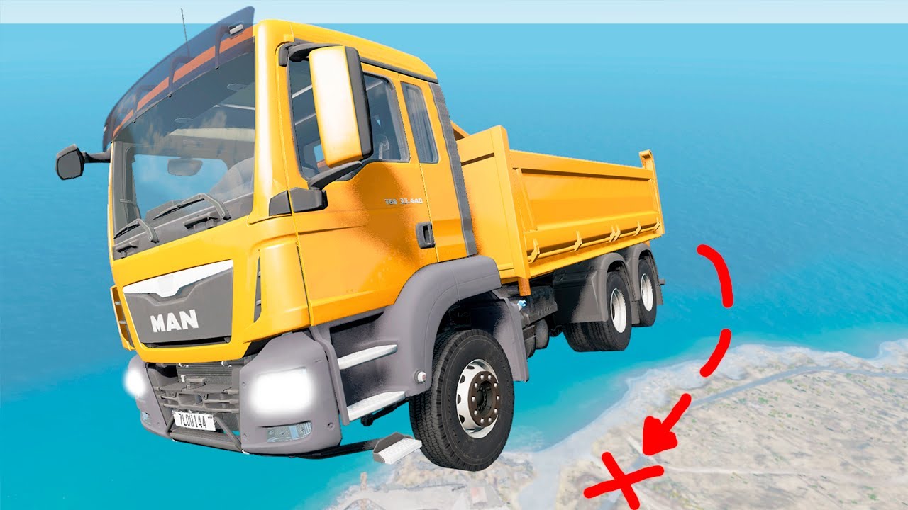 19 TRUCK FALLS FROM HEIGHT flatbed truck, concrete mixer, tilt truck, off road truck, Gasoline tanke