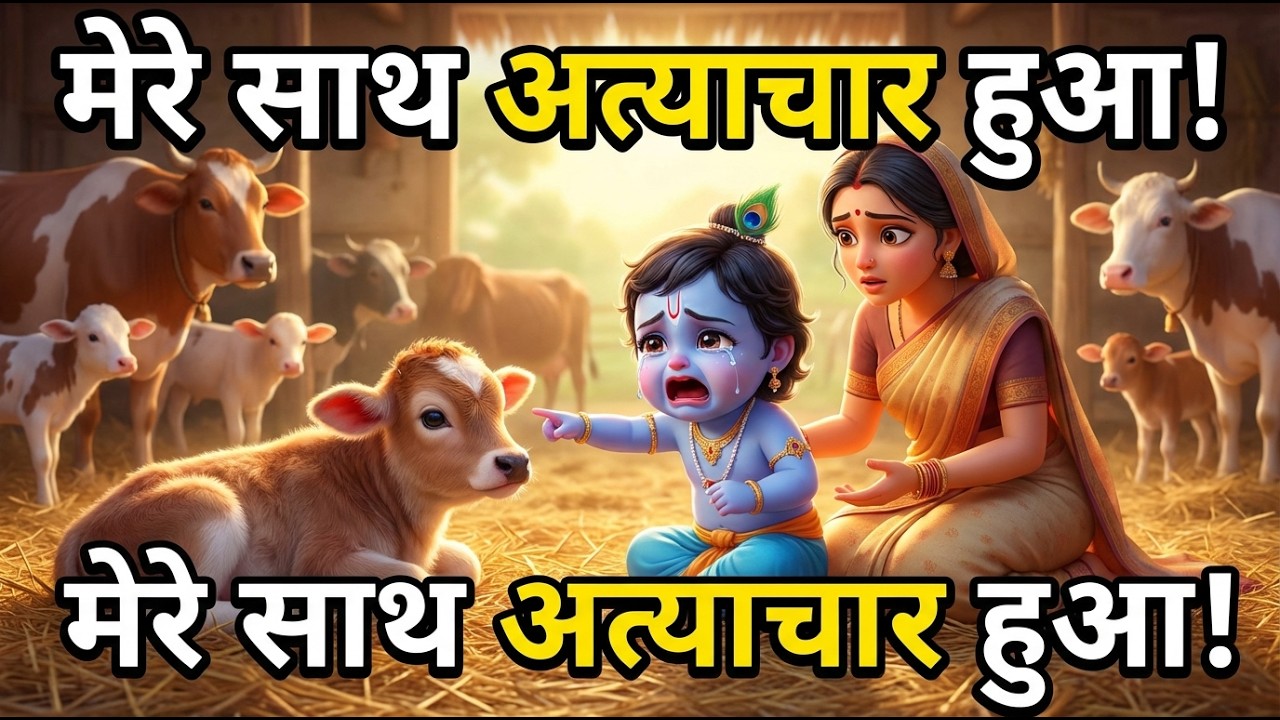 कन्हैया बोले – मेरे साथ बहुत बड़ा अत्याचार हुआ! 😭 | बछड़े के दांत देखकर रो पड़े कृष्ण #krishnaleela