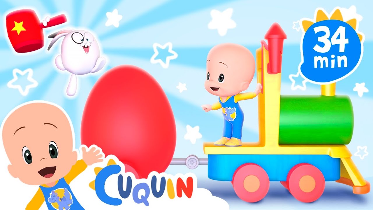 Huevos sorpresa en el tren de Cuquín | Coches de animales de colores - Juega con Cuquín