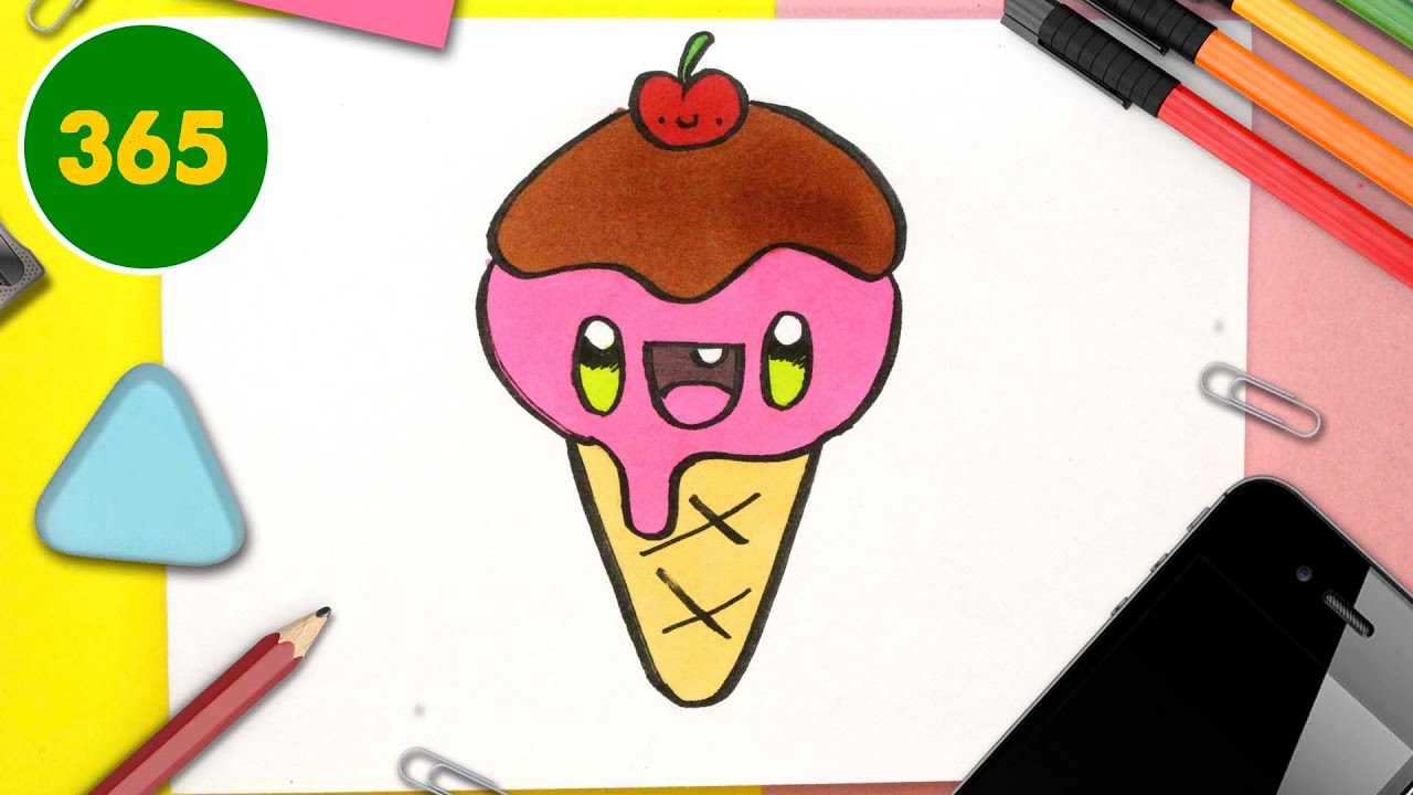 COME DISEGNARE GELATO KAWAII - Come disegnare cibo