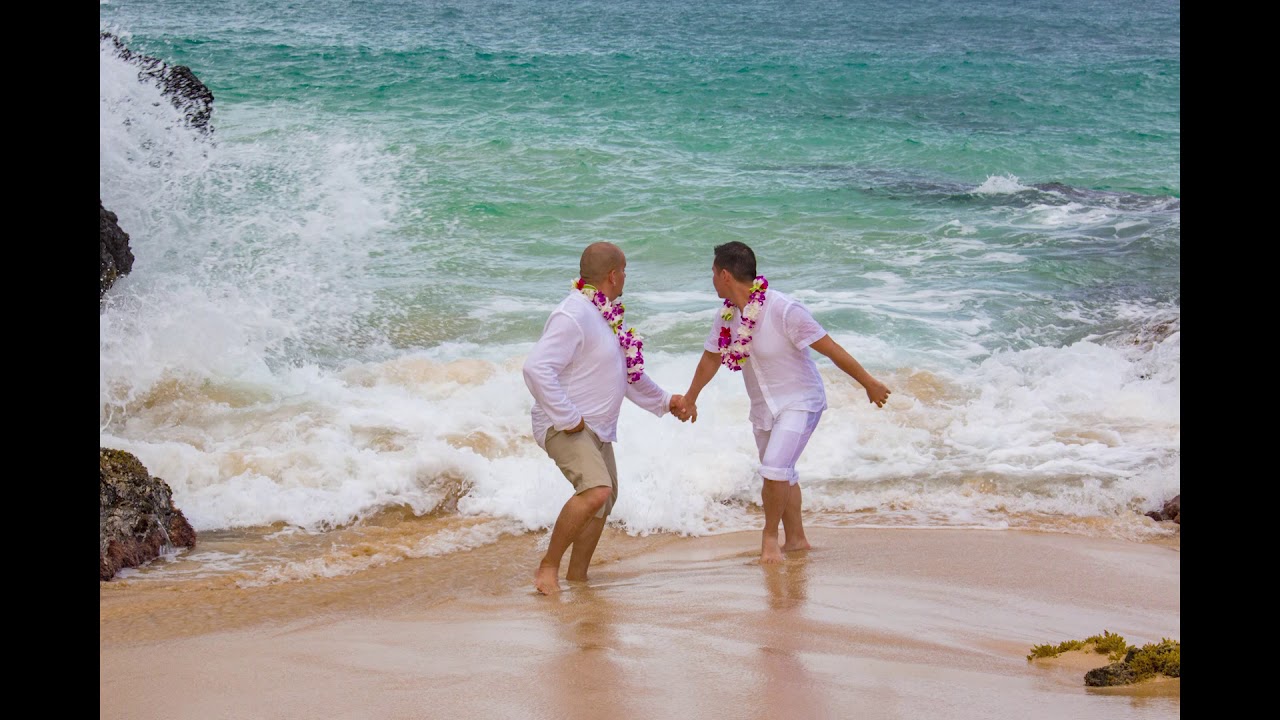 Gay Maui Beach Wet Wedding