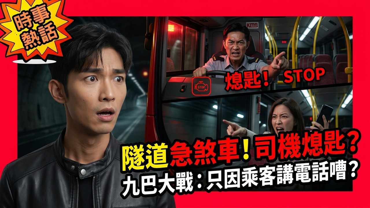 【九巴大戰】巴士司機嫌乘客講電話太嘈，竟然一怒之下喺隧道入面直接停車熄匙？│女乘客不甘示弱上前爆發激烈罵戰，雙方情緒失控引發全網瘋傳熱議！│到底係行車安全大過天，定係司機濫用權力罔顧全車人安危？