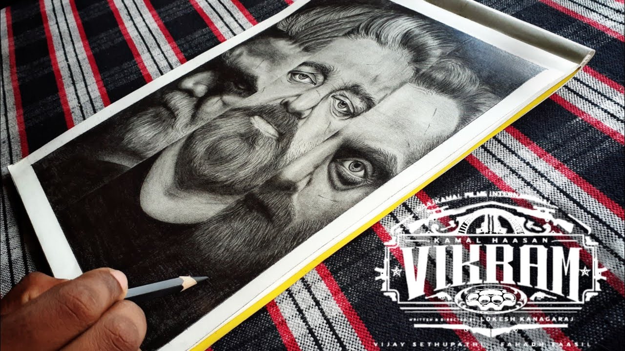 Vikram Movie | Realistic Drawing | Kamal Haasan | Vijay Sethupathi | Fahadh Faasil. 