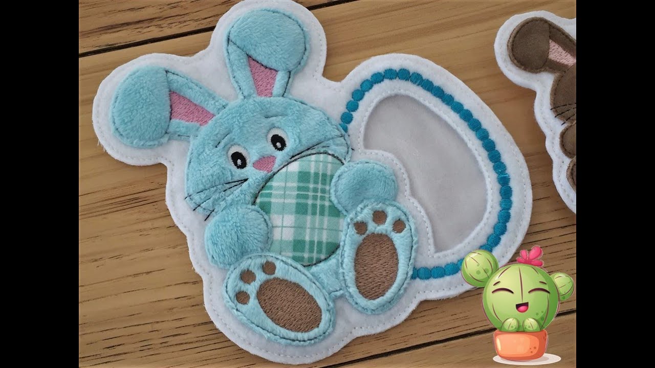 DIY treat holder - Candy holder - Easter treat bag - Applique Bunny and Egg Felt candy holder