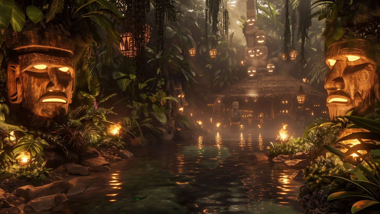 🗿 Welcome to the Jungle Tiki River | 1-Hour of Pure Ambient Tranquility 🌺