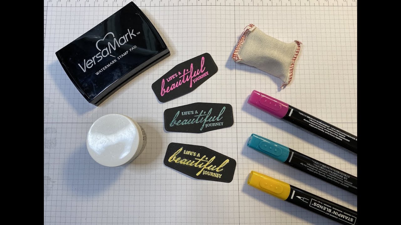How to do a sentiment in any colour on black card stock.