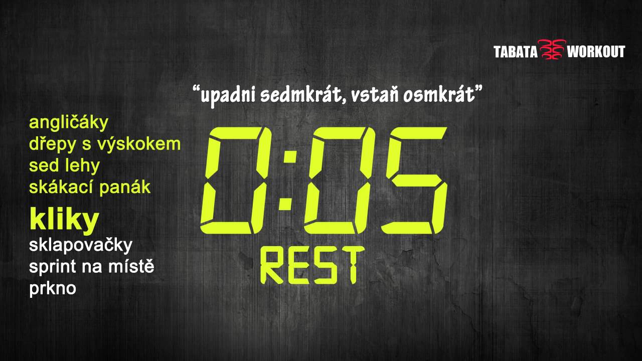 Tabata tr&eacute;nink - časovač a seznam cviků