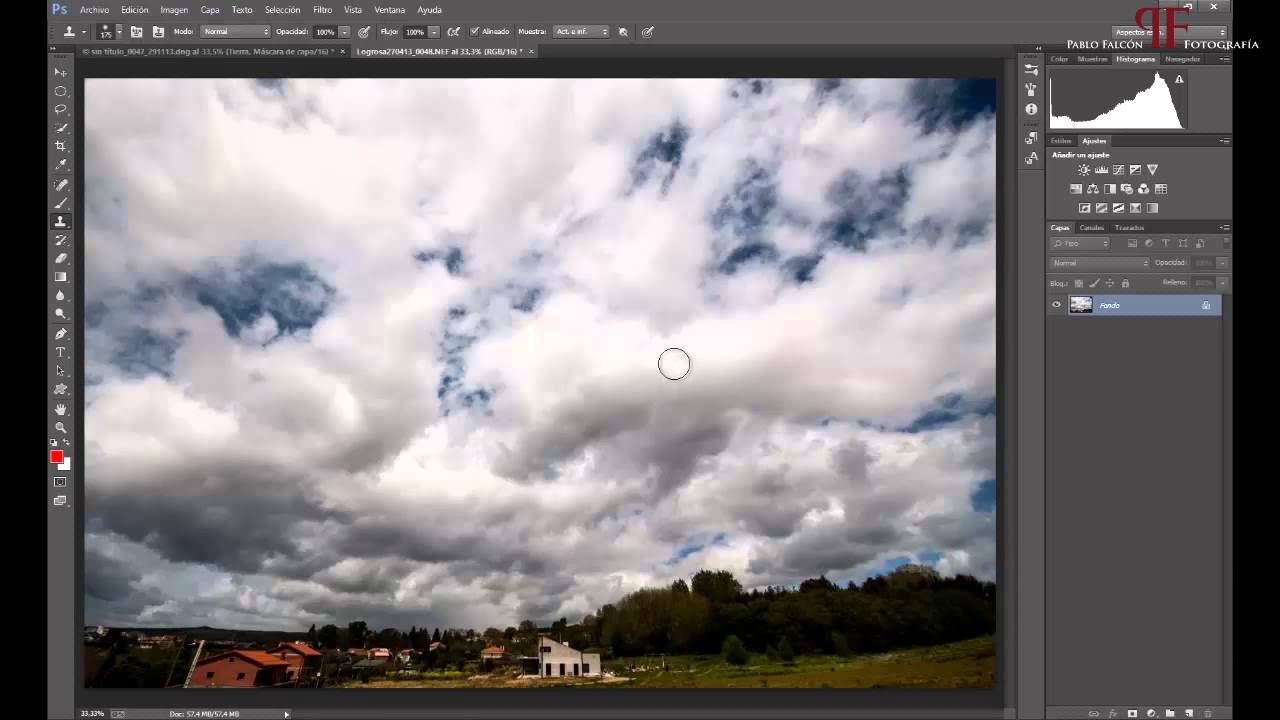 Añadir nubes a una foto mediante aplicar imagen.