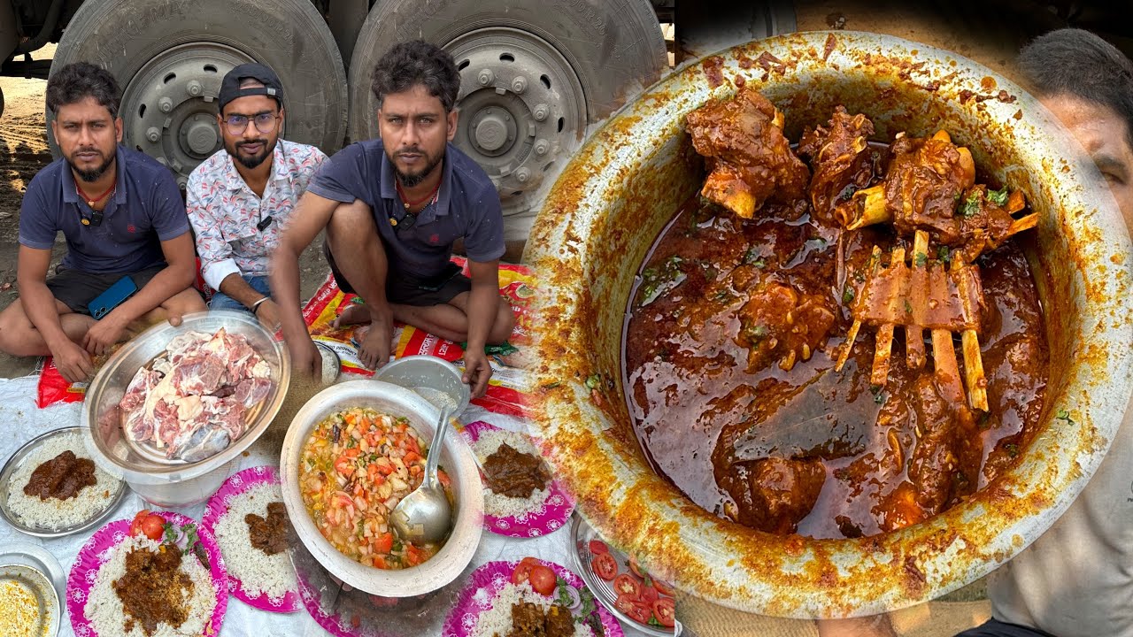 Truck Driver साहब रोड पे बैठ के बनाए ऐसा Mutton।उँगलिया चाट-चाट के खाए सभी लोगTruck Driver Lifestyle