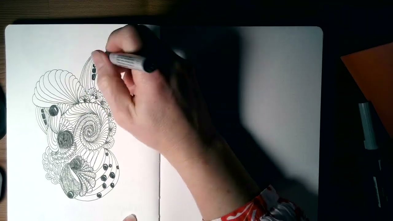 Relaxing timelapse of a zendoodle - dreamy freestyle flowers and pearls