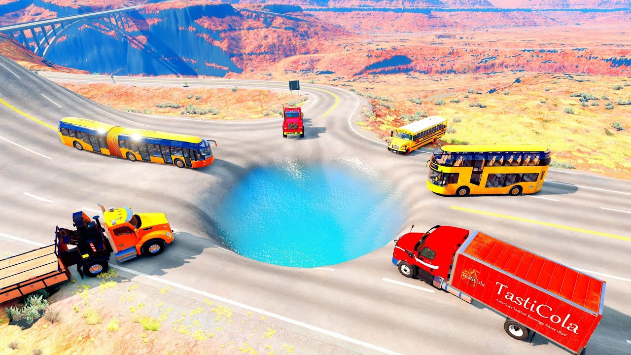 Car vs Giant Water Pit Challenge #4 | BeamNG.Drive