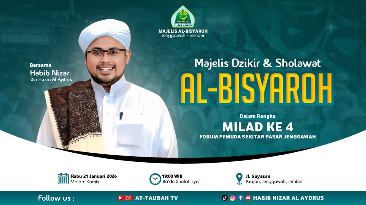 🔴LIVE MAJELIS AL-BISYAROH DALAM RANGKA MILAD KE-4 FORUM PEMUDA SEKITAR PASAR JENGGAWAH RABU 21/01/26