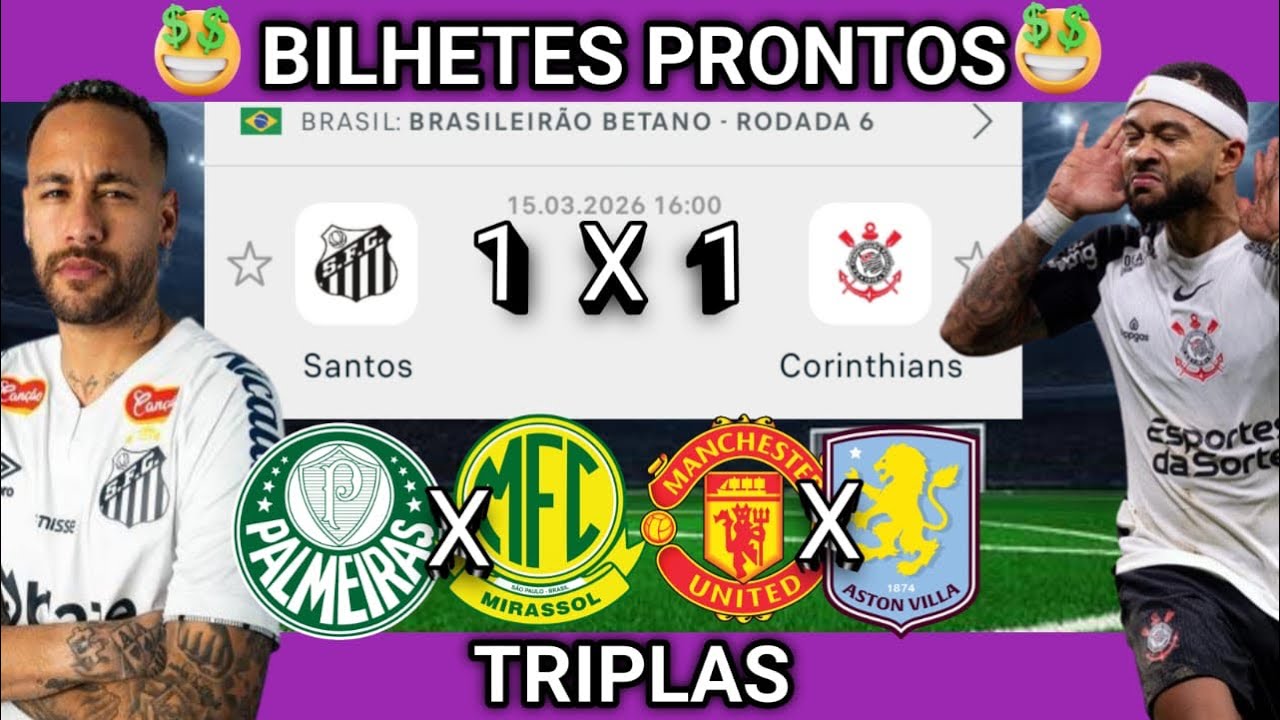 PALPITES DE FUTEBOL PARA HOJE 15 03 2026 DOMINGO COM BILHETES PRONTOS| Palpites da hora