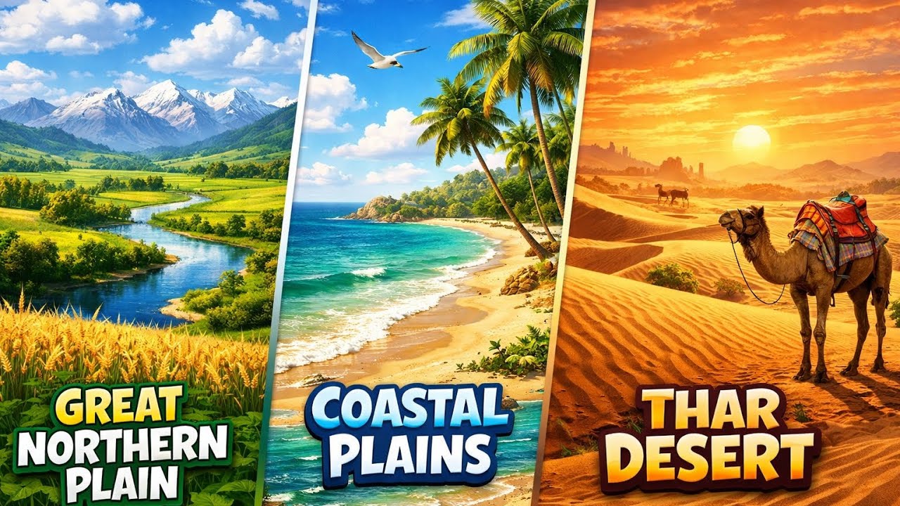  The Great Northern Plains  l  coastal Plains l  Thar Desert 🏜️🏝️ Of India 