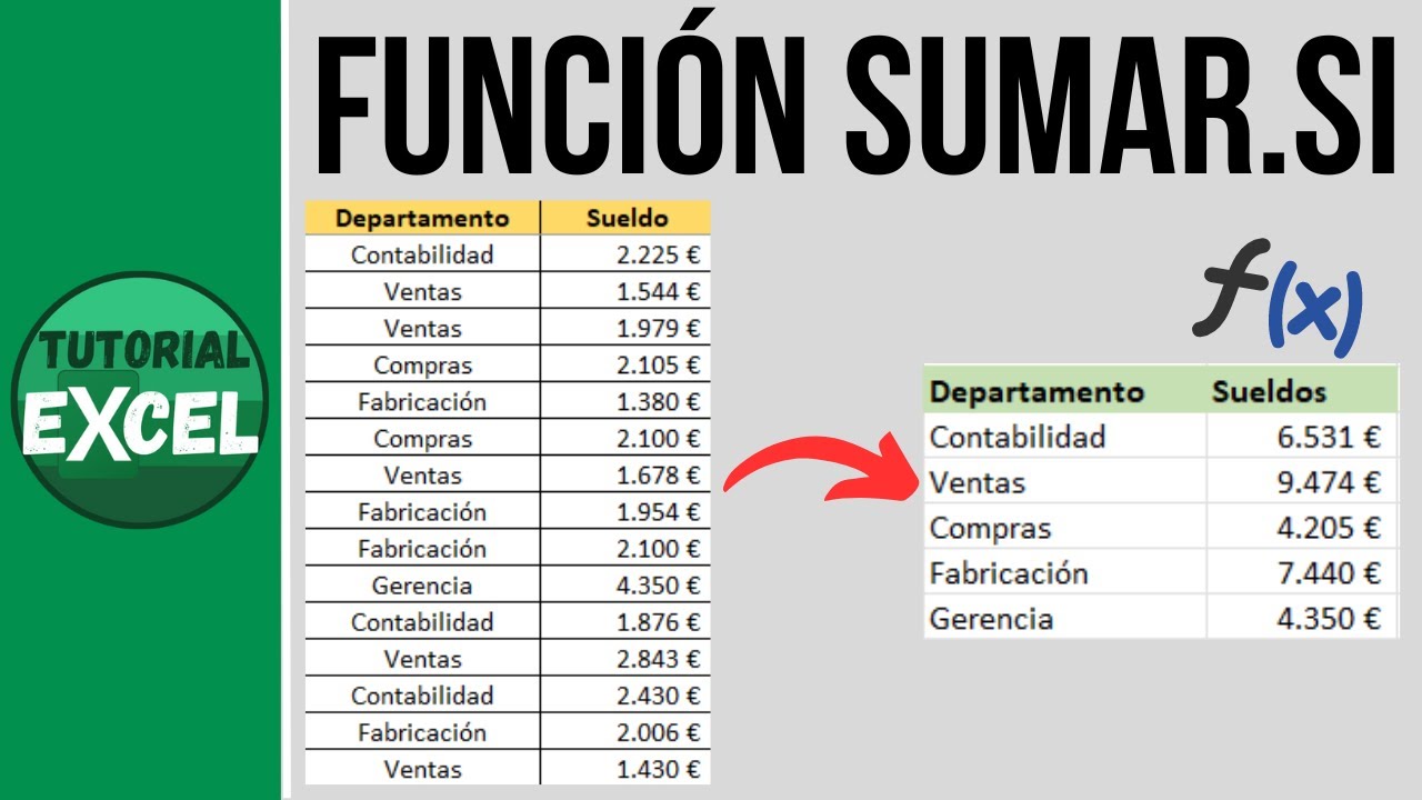 Funci&oacute;n SUMAR.SI - Sumar celdas que cumplen una condici&oacute;n