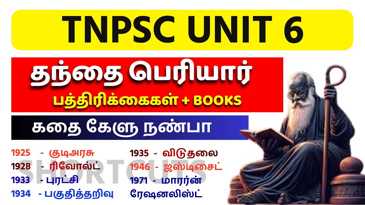 🔥தந்தை பெரியார் News Papers (Shortcuts) |🎯 Periyar tnpsc | TNPSC Unit 6 | TNPSC UNOFFICIAL🌟