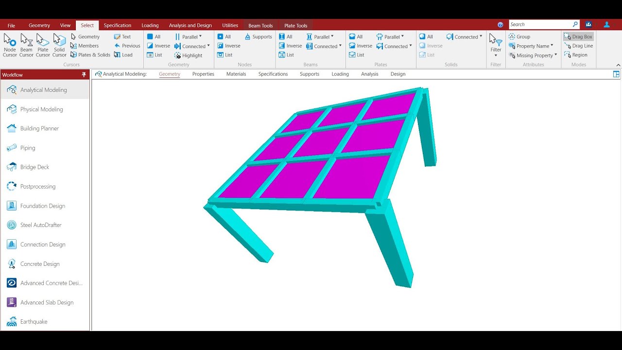 Design of floor grid system in STAAD Pro connect