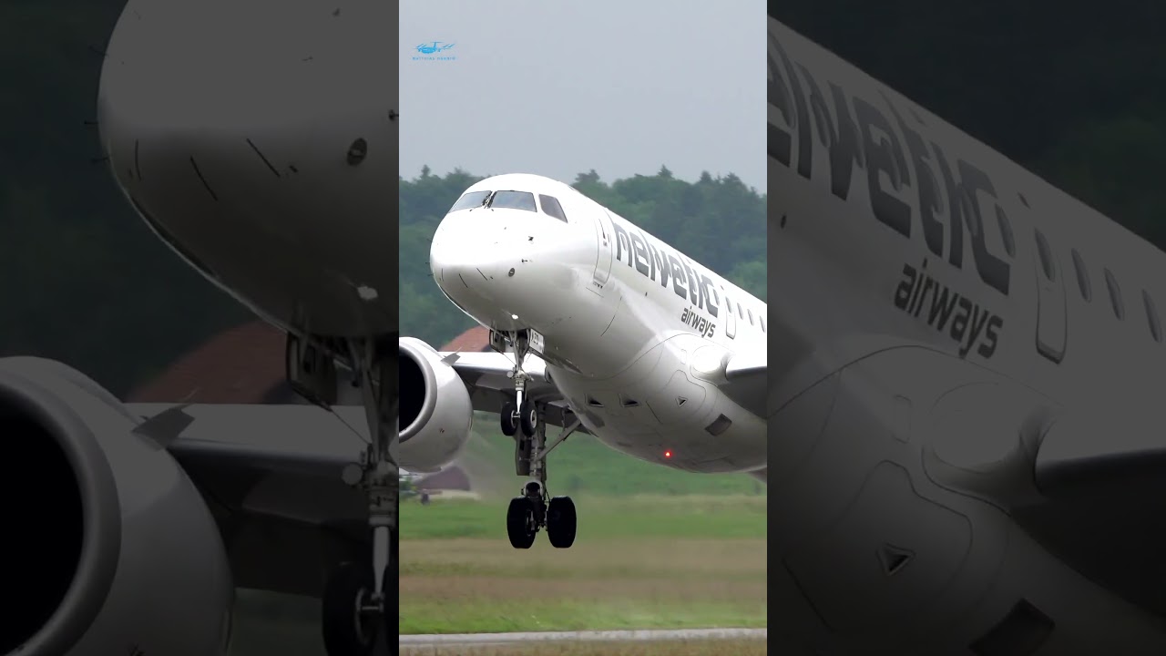 Close-Up Takeoff: Helvetic Airways E190-E2 Departure at Bern