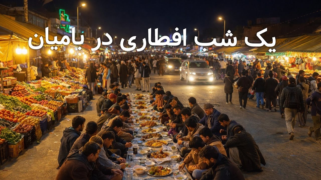 گزارش ویژه افطاری در سرک نو و مارکیت ترکاری شهر بامیان