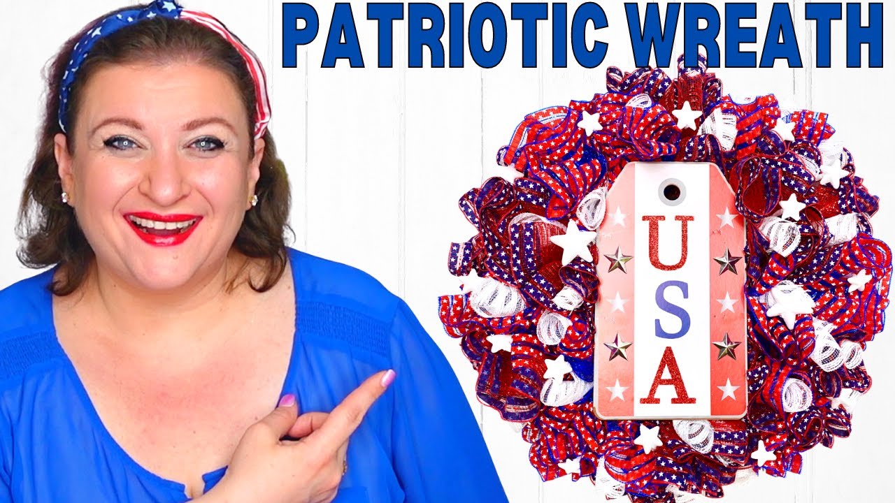 How to make Patriotic Ruffle Wreath | 4th of July Deco Mesh DIY Tutorial