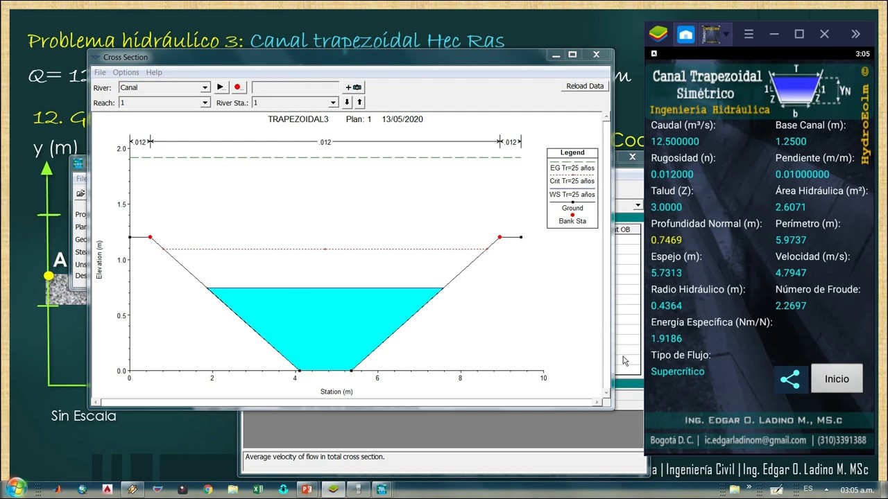 Modelación Hec Ras Canal Trapezoidal