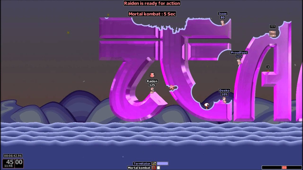 Worms Armageddon Offline match - Terminator vs Mortal Kombat