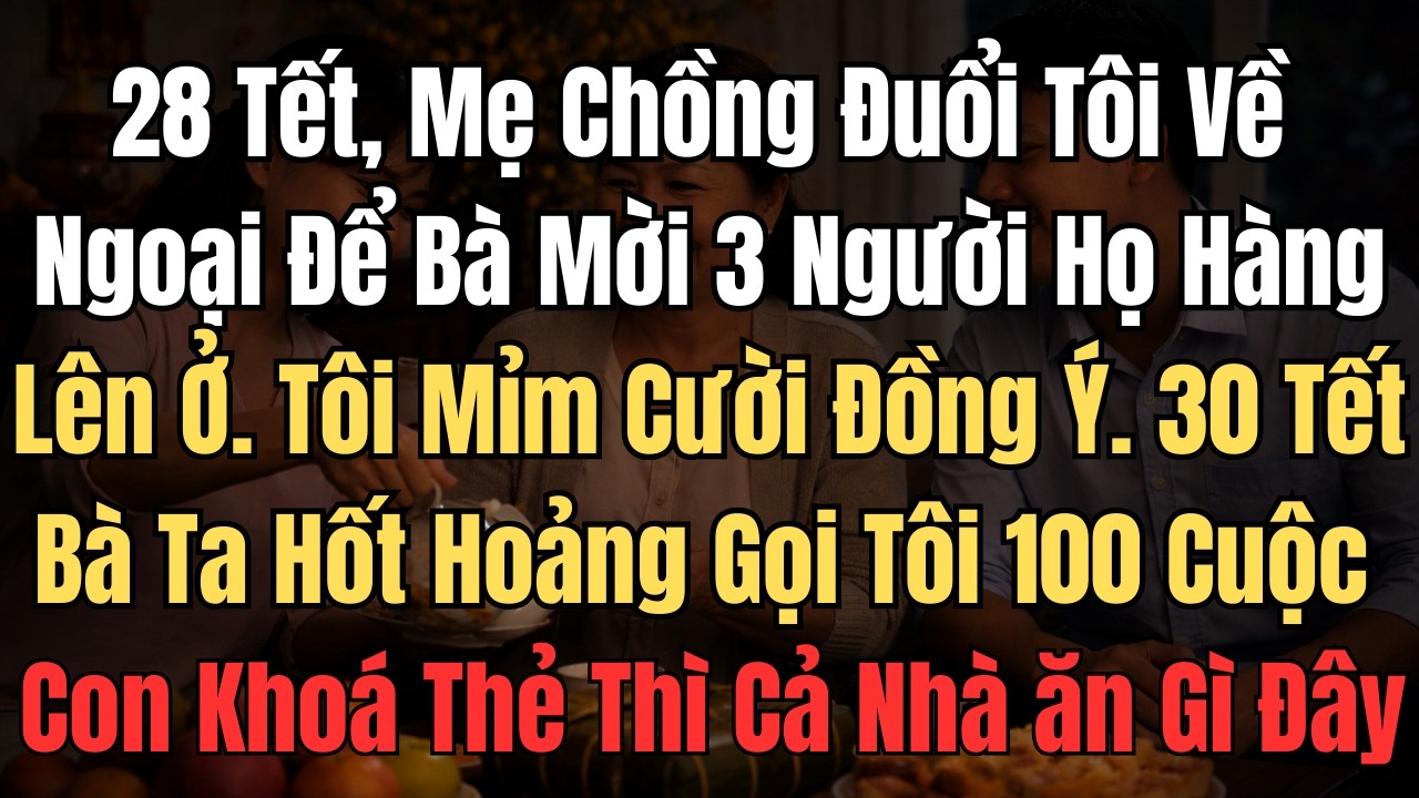 28 Tết , Mẹ Chồng Đuổi Tôi Về Ngoại Để Bà Mời 3 Người Họ Hàng Lên Ở . Tôi Mỉm Cười Đồng Ý. 30 Tết..