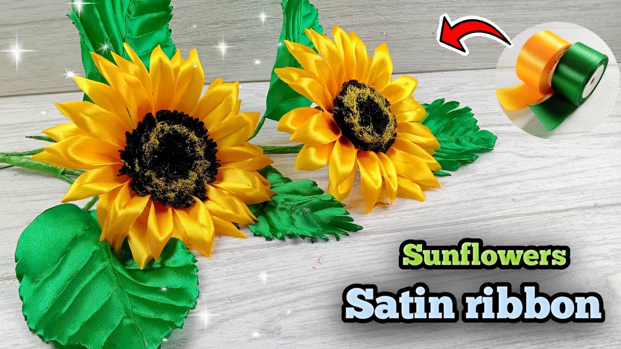 Bunga Matahari dari Pita Satin|| DIY Sunflower satin ribbon