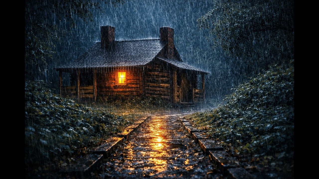 Walking Through Heavy Rain to a Cozy Forest Cabin 🌧️ Rain Sounds, Sleep, Relaxation & Anxiety Relief