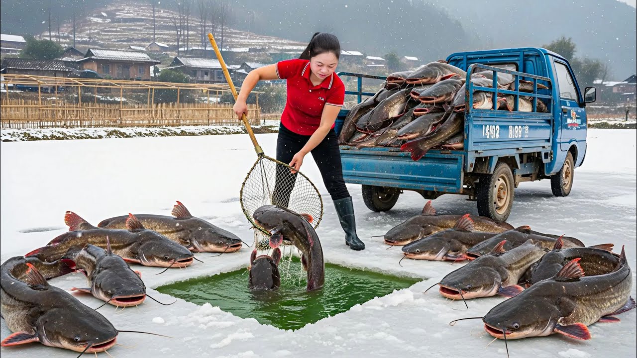 Harvesting Many Big Fish on a Lake | Use 3-Wheeled Truck to Go to Countryside Market Sell
